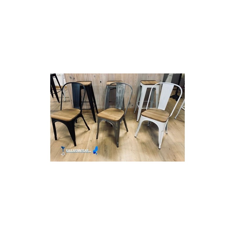 Chaise MIX NOIR ASSISE EN BOIS