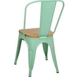 Chaise Mix Vert avec assise en bois pour l'hôtellerie