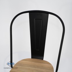 Chaise Mix noire avec assise en bois pour restaurants