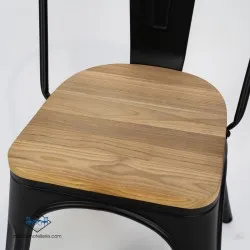 Chaise Mix noire avec assise en bois pour restaurants