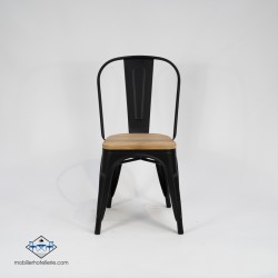 Chaise Mix noire avec assise en bois pour restaurants