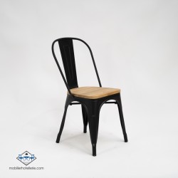 Chaise Mix noire avec assise en bois pour restaurants
