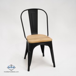 Chaise Mix noire avec assise en bois pour restaurants