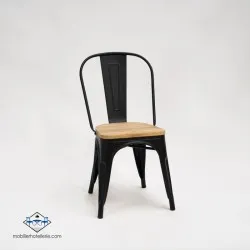 Chaise Mix noire avec assise en bois pour restaurants