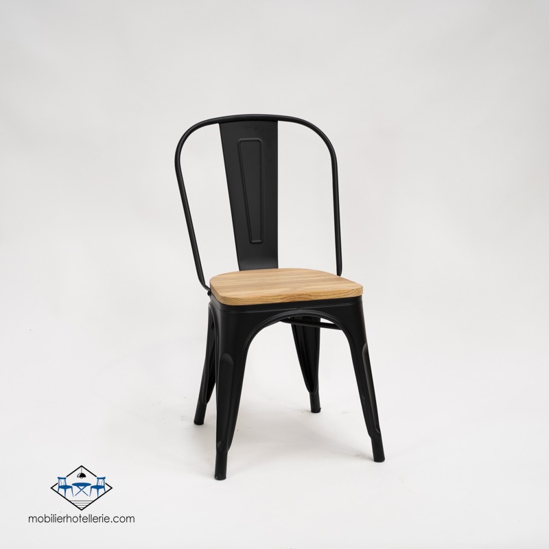 Chaise MIX NOIR ASSISE EN BOIS