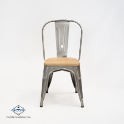 CONJOINTE 4 CHAISES MIX ASSISE IN BOIS ET 1 TABLE PIRAMIDE