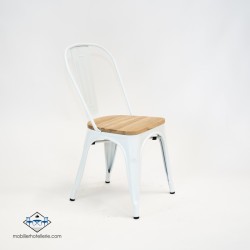 CONJOINTE 4 CHAISES MIX ASSISE IN BOIS ET 1 TABLE PIRAMIDE